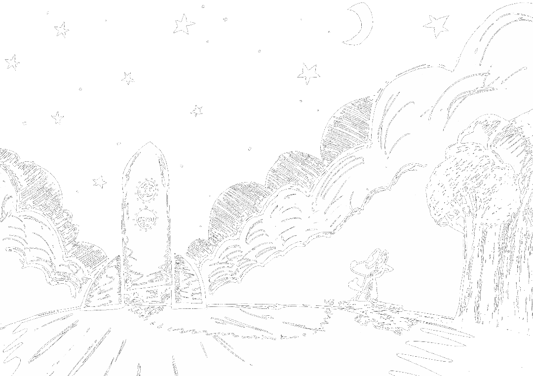 Frank Banky standing far from a smoking rocket ship about to launch