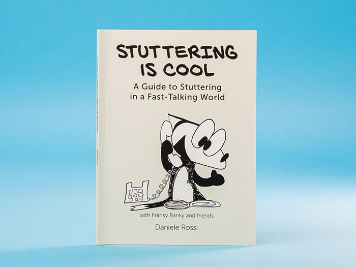 A book with a cartoon fox on its cover. The book is entitled, Stuttering is Cool: A Guide to Stuttering in a Fast-Talking World.