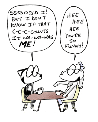 Franky Banky happily replies, Ssssso did I! But I didn’t know if that cow cow counts. It wa wa was me!. His date lauhgs and replies, Hee hee hee You’re so funny!