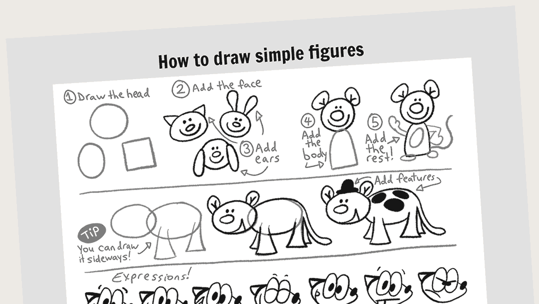 A portion of a step-by-step drawing guide